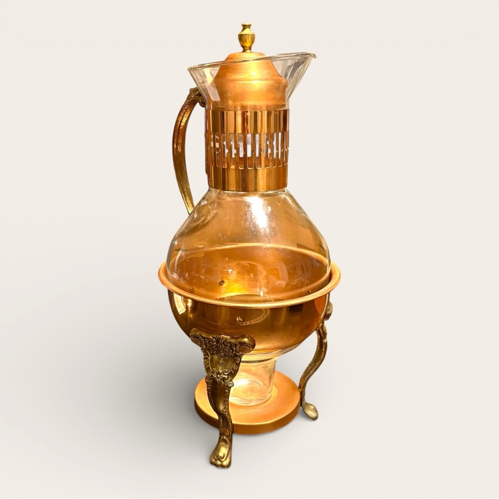 Vintage Princess House Copper and Brass Coffee Carafe with Stand Great Condition - Picture 2 of 10